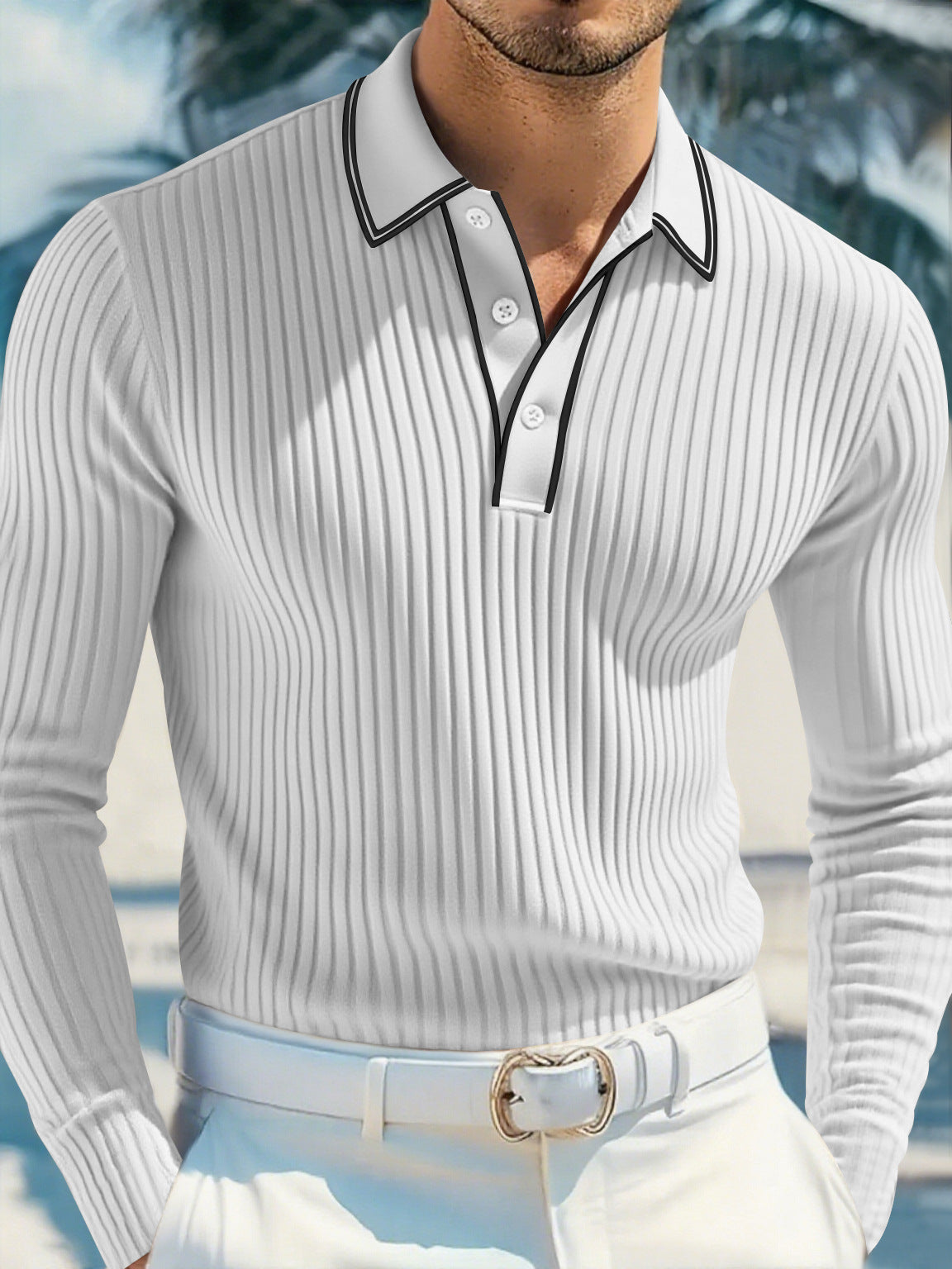 Men's Long-sleeved Polo Shirt