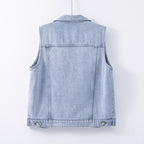 Women's Relaxed Light Blue Sleeveless Denim Waistcoat