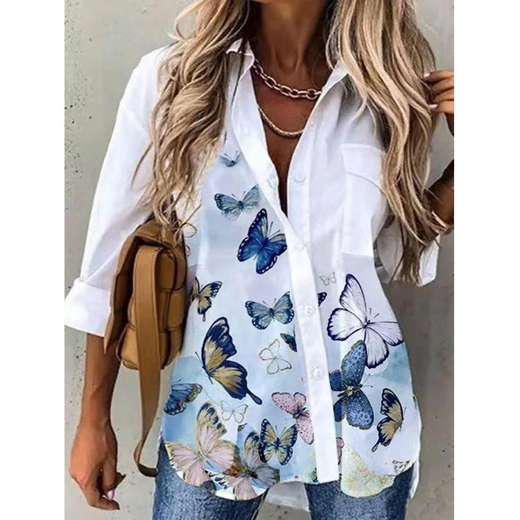 Women's Botanical And Abstract Long Sleeve Shirt