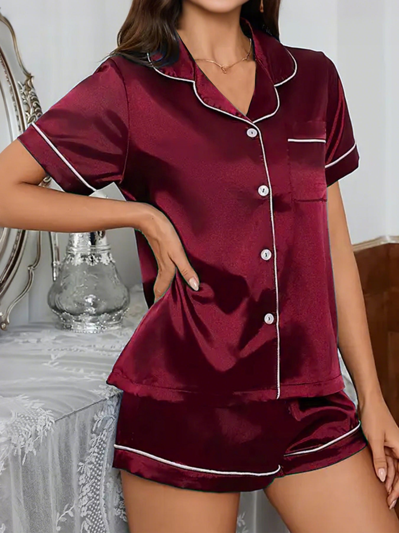 Women's Silk Imitation Pajamas
