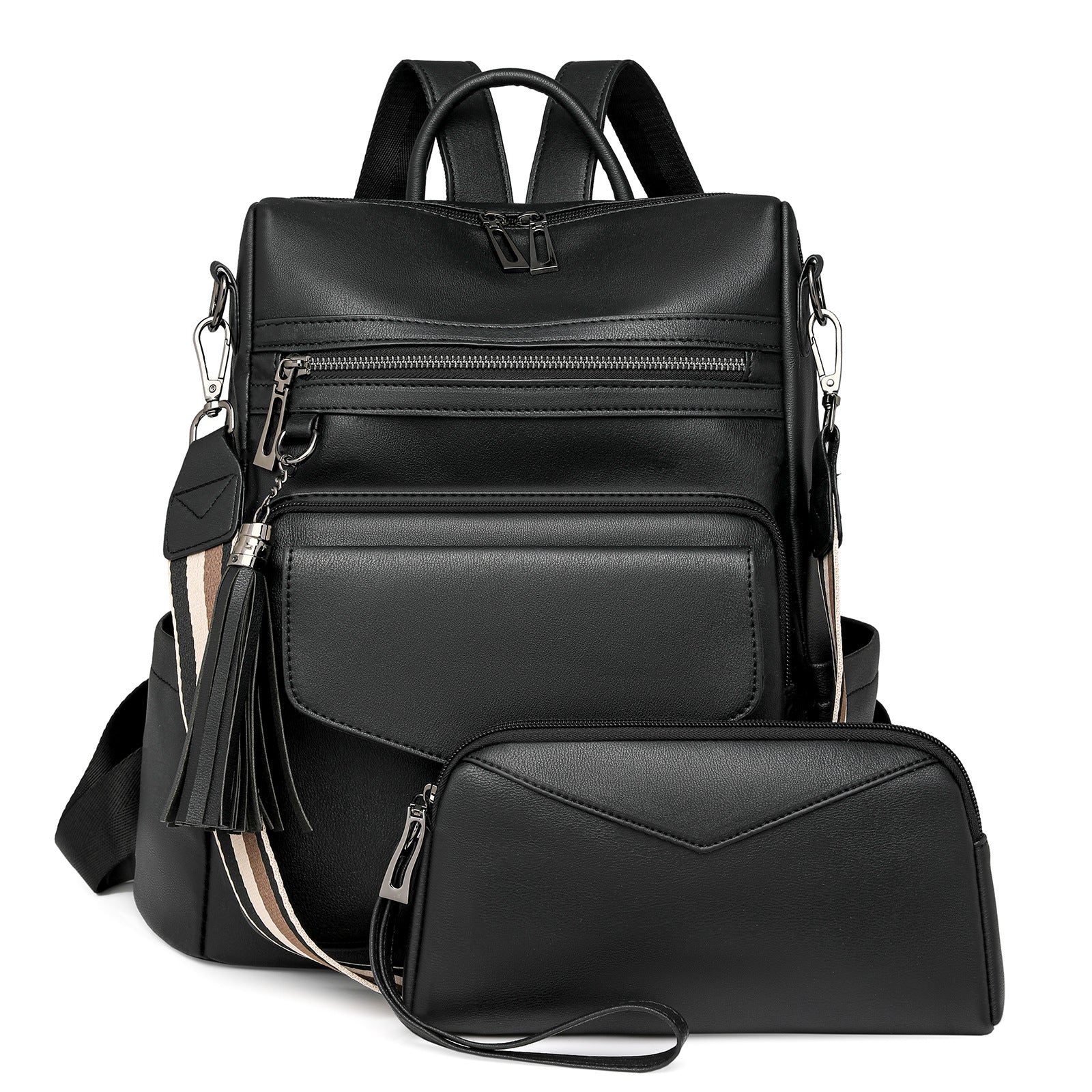 Women's Backpack With Two-tone Fringe