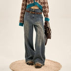 Women's Loose Wide-leg Gradient Vintage Jeans