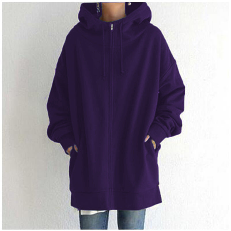 Women's Zipped Fuzzy Elongated Hoodie