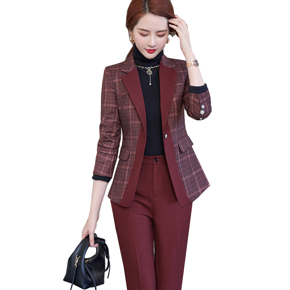 Women's Grid Two-piece Suit