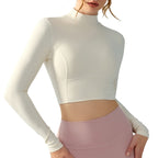 Women's High Neck Long Sleeve Open Back Athletic Top