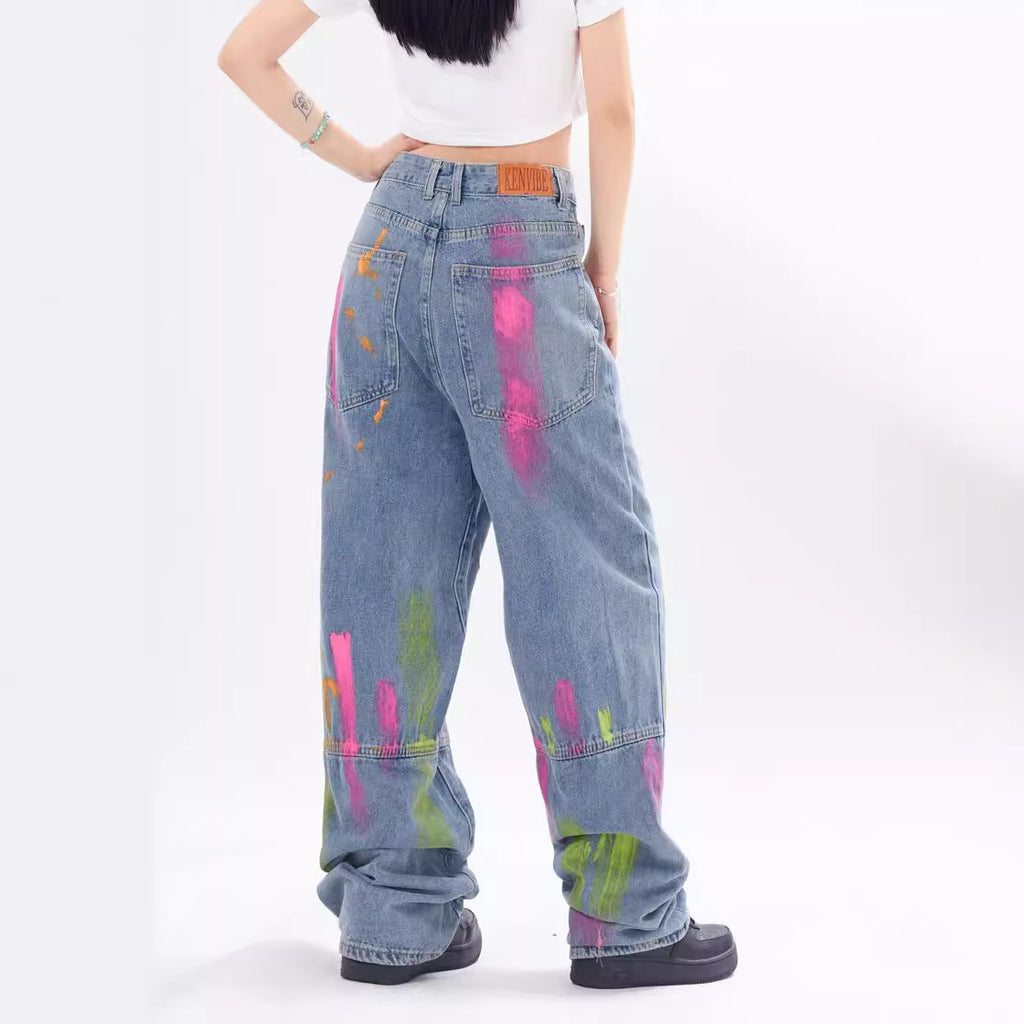 Messy Art Retro Street Hip Hop Graffiti Jeans