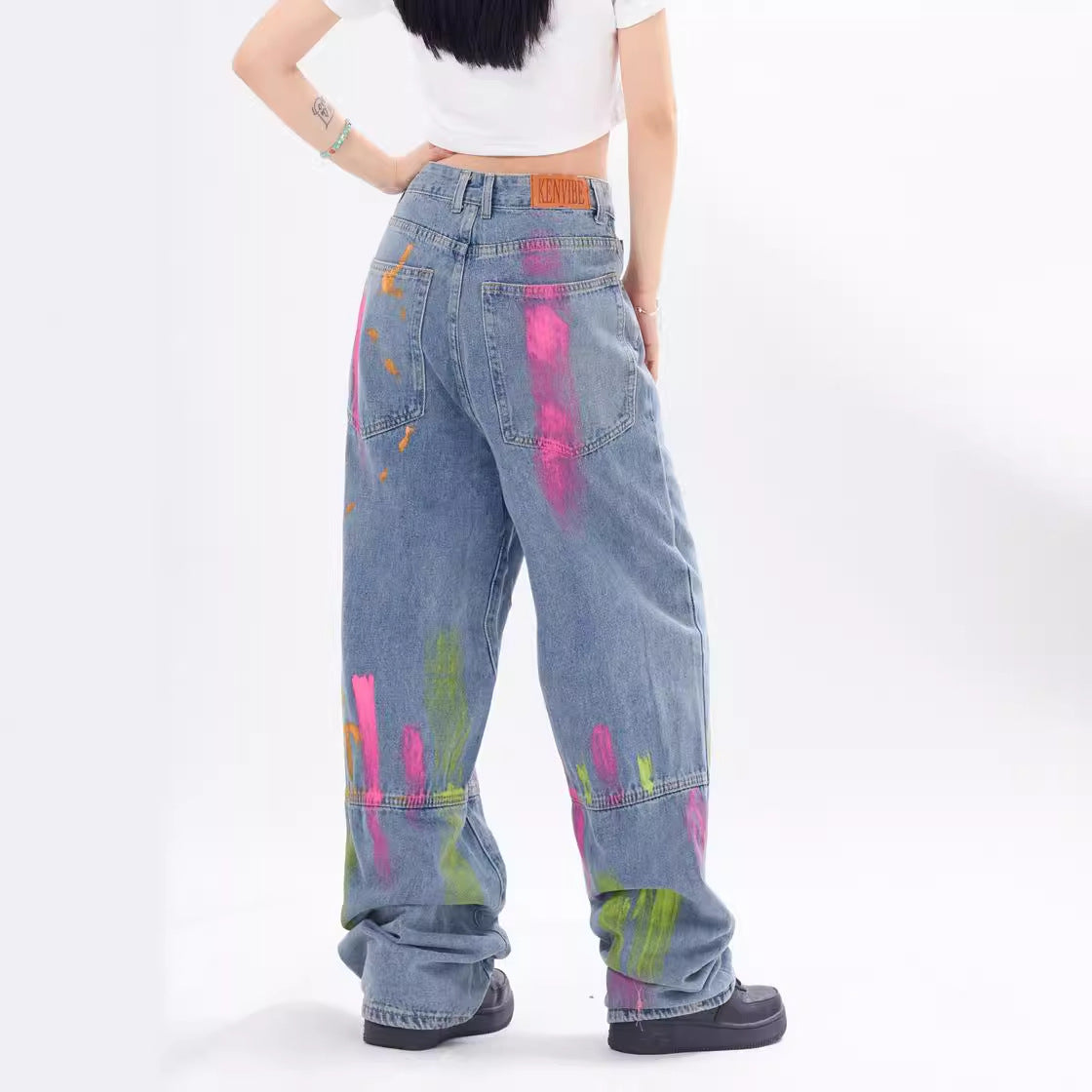 Messy Art Retro Street Hip Hop Graffiti Jeans