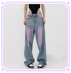Women's Distressed Color Faded Straight Jeans