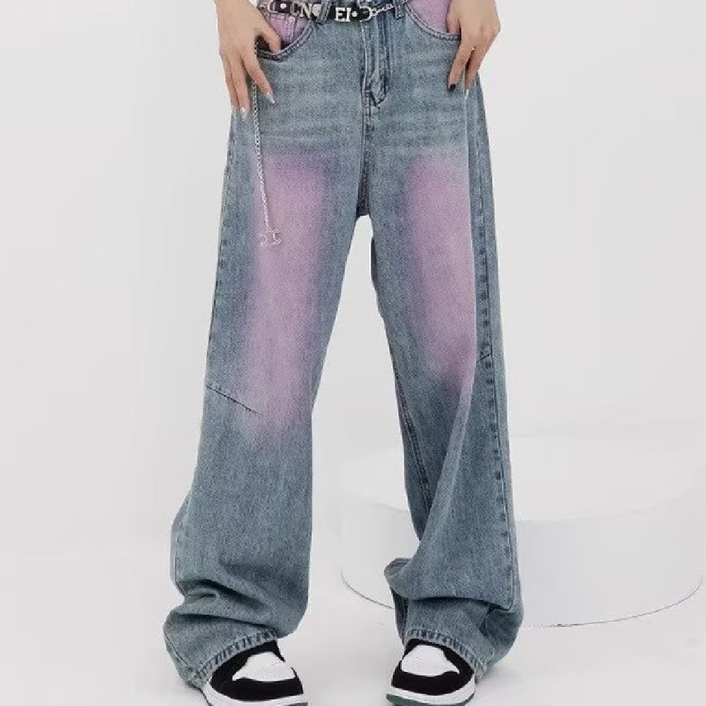 Women's Distressed Color Faded Straight Jeans