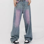 Women's Distressed Color Faded Straight Jeans