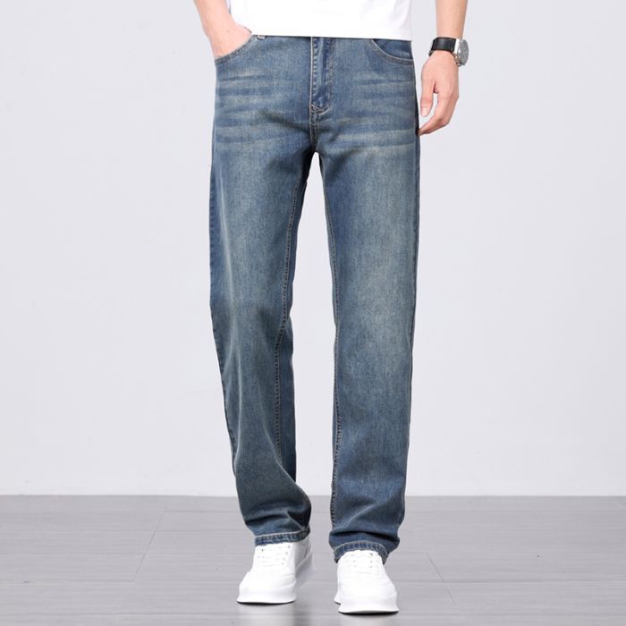 Men's Relaxed Washed And Faded Straight Jeans