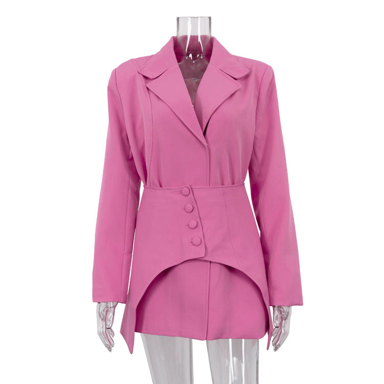 Women's Solid Color Long Sleeve Waist Seal Suit