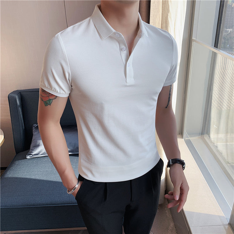 Men's Solid Color Short Sleeve Polo T-Shirt