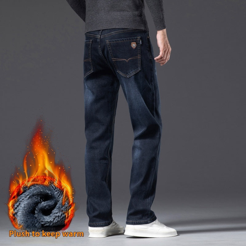 Men's Fleece-lined Loose Straight Cut Jeans