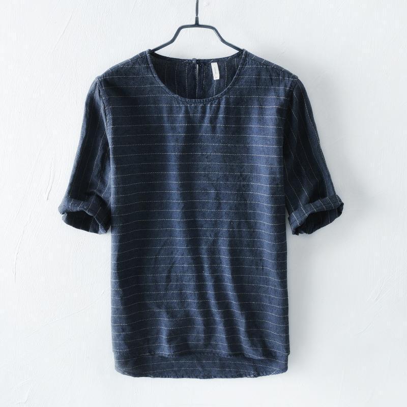 Men's Linen-Cotton Blend Breathable Short-Sleeved T-Shirt