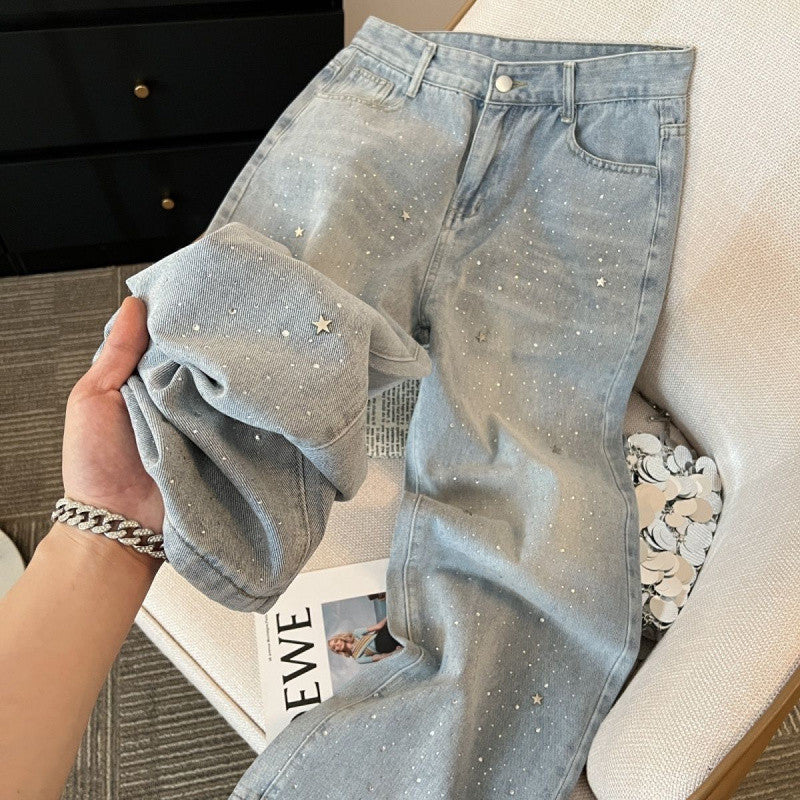 Women's High Waist Slim Wide Legged Denim Jeans