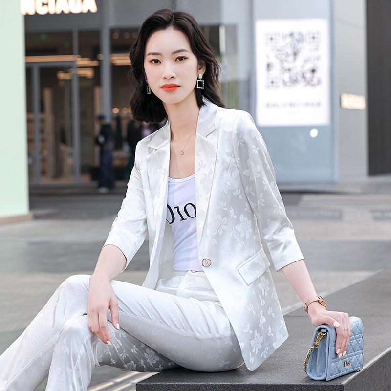 Women's Printed Satin Business Suit