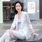 Women's Printed Satin Business Suit