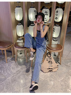 Women's Jeans With Wide Leg Suspenders
