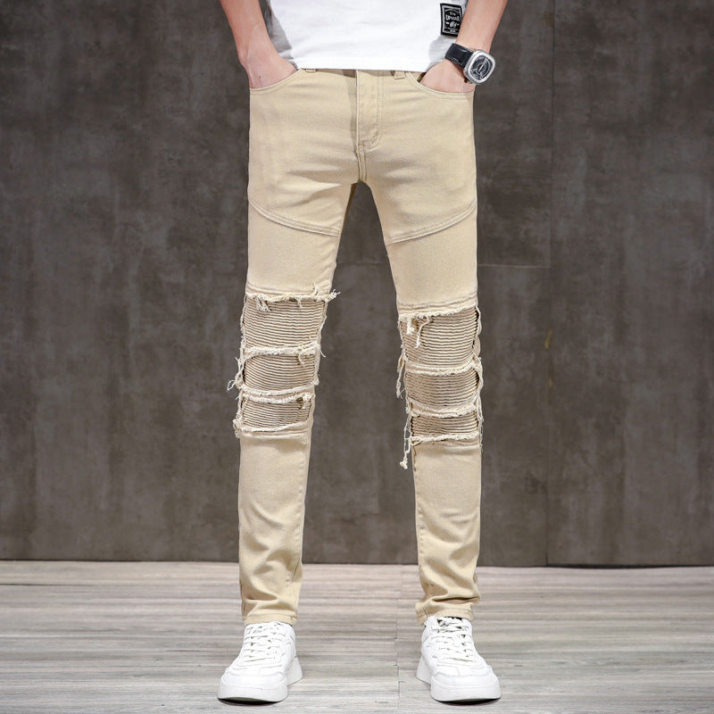 Men's Slim Fit Patchwork Jeans