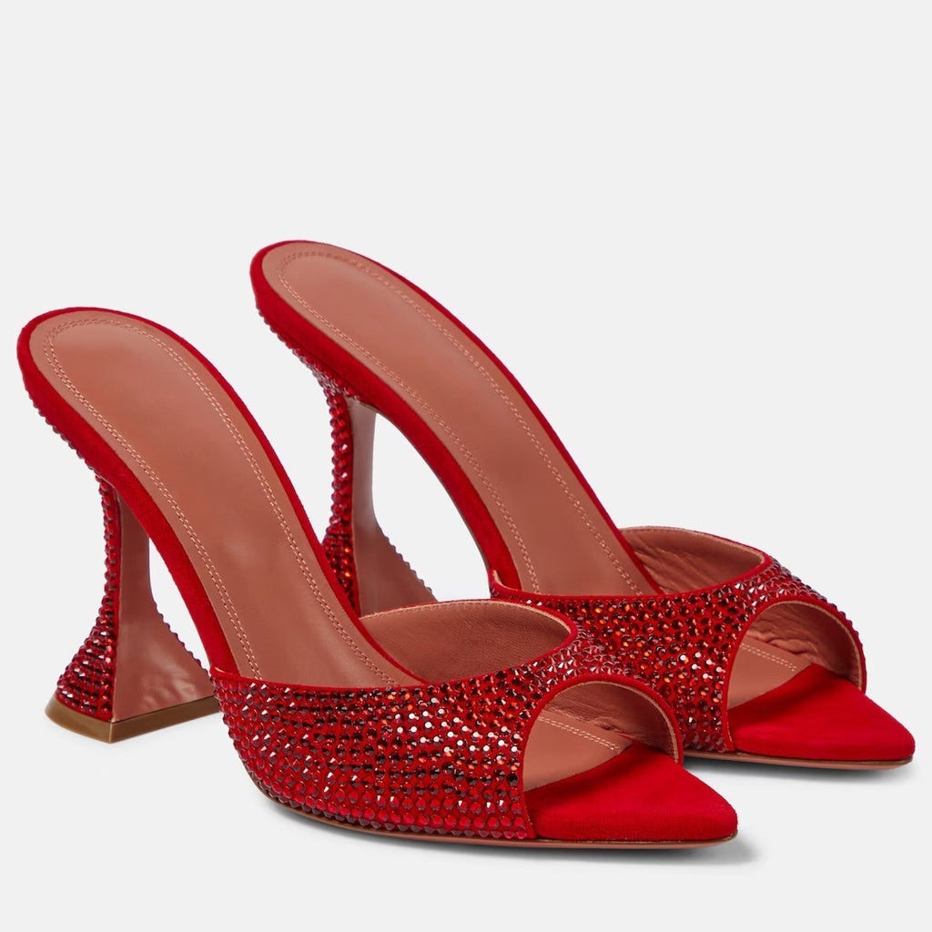 Women's Peep Toe Pointed Open Toe Rhinestone High Heel Shoes