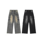 Women's Multi-pocket Loose Washed Distressed Pants