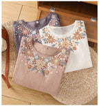 Women's Loose-fitting Lantern Sleeve Embroidered Top