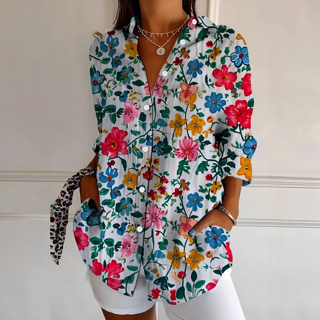 Women's Botanical Print Long Sleeve Shirt