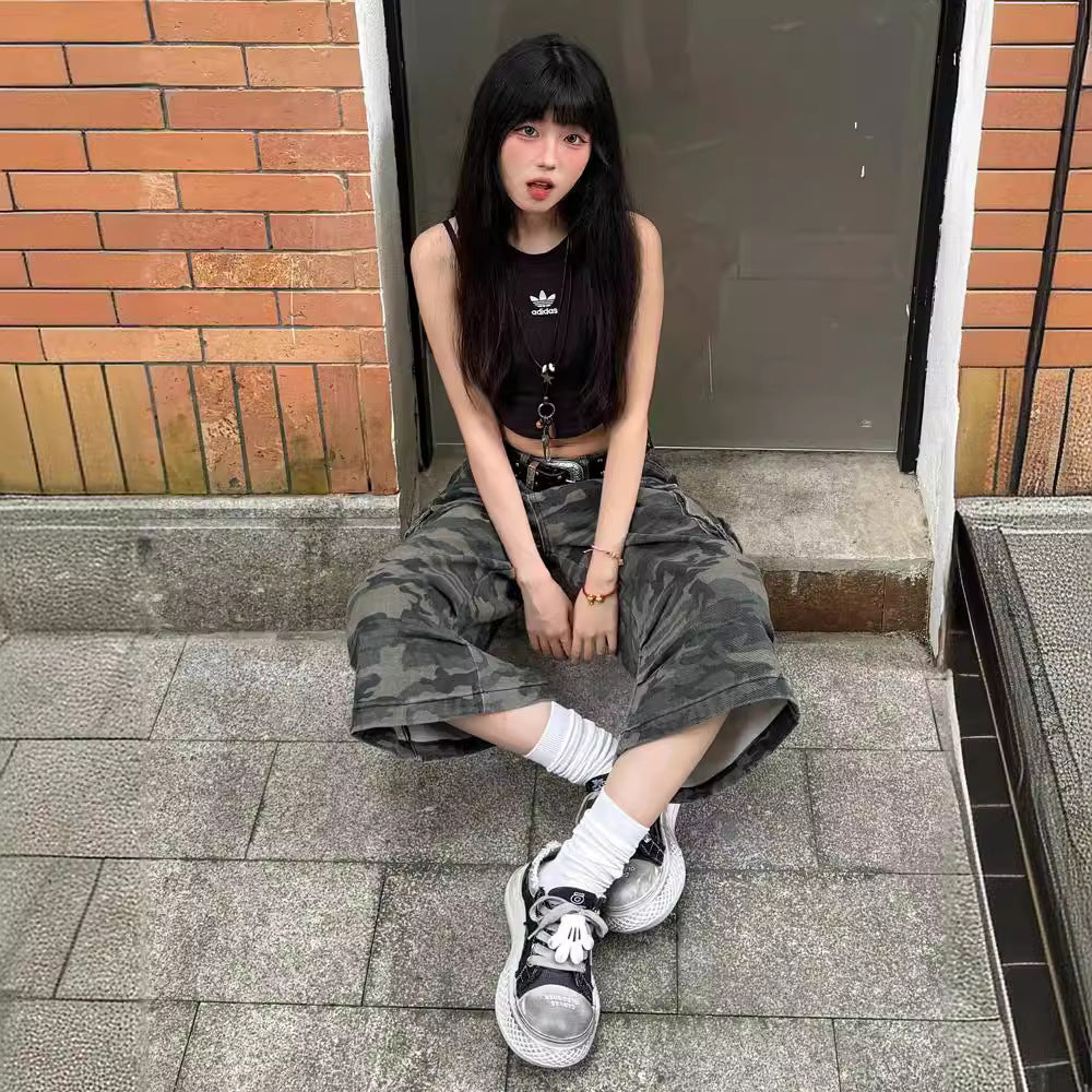 Women's Loose Straight Cropped Cargo Pants