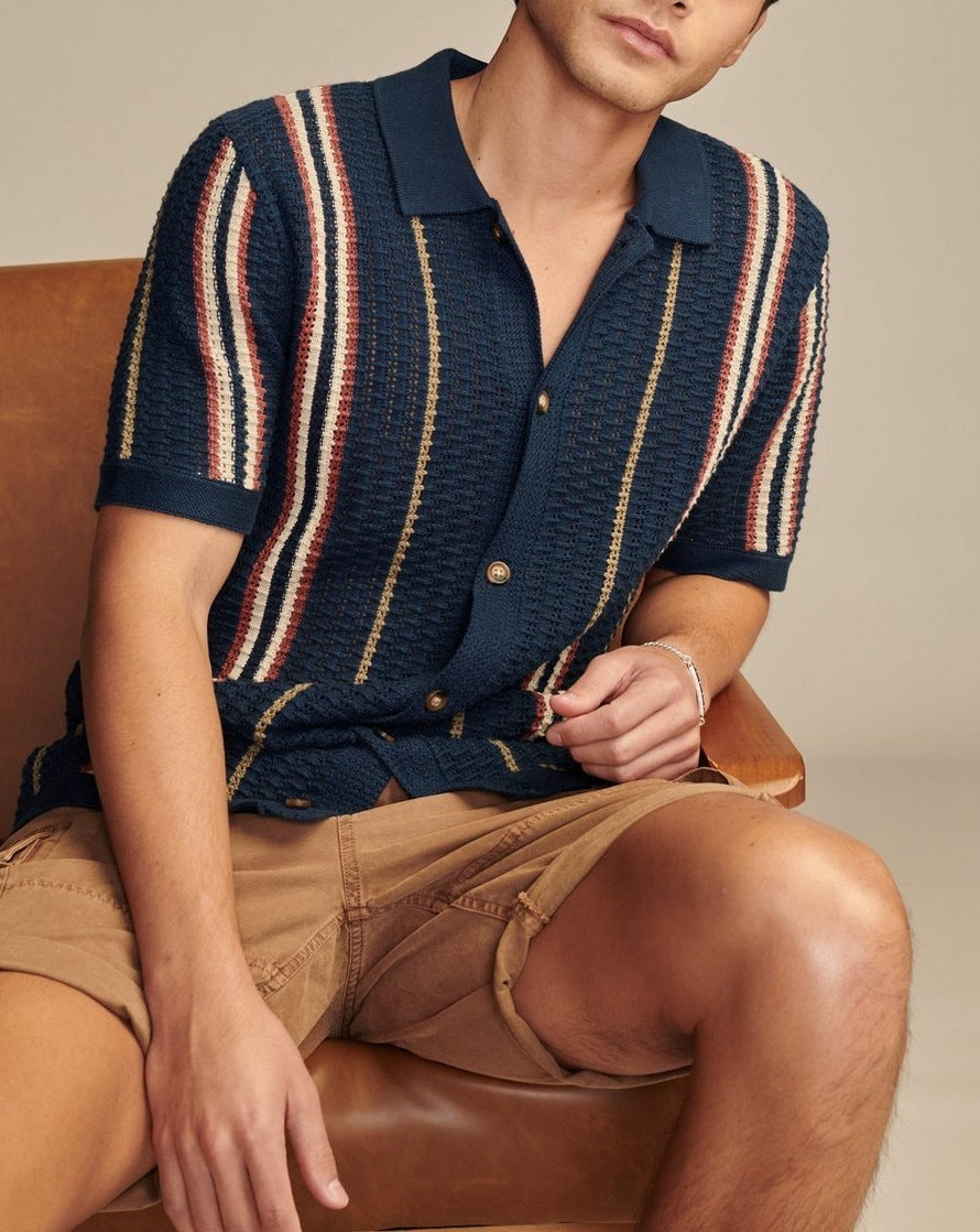 Men's Striped Knitted POLO Shirt