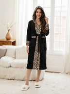 Women's Hooded Leopard Robe