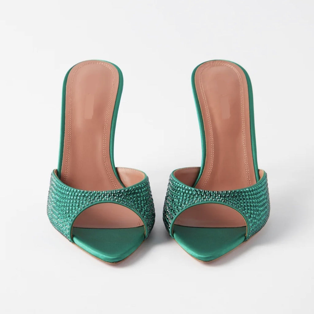 Women's Peep Toe Pointed Open Toe Rhinestone High Heel Shoes