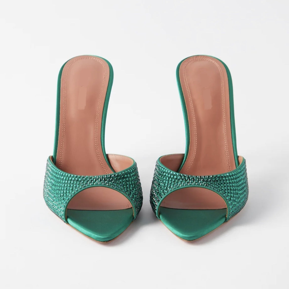 Women's Peep Toe Pointed Open Toe Rhinestone High Heel Shoes