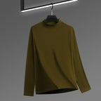 Men's Solid Color Threaded Velvet High Neck T-shirt