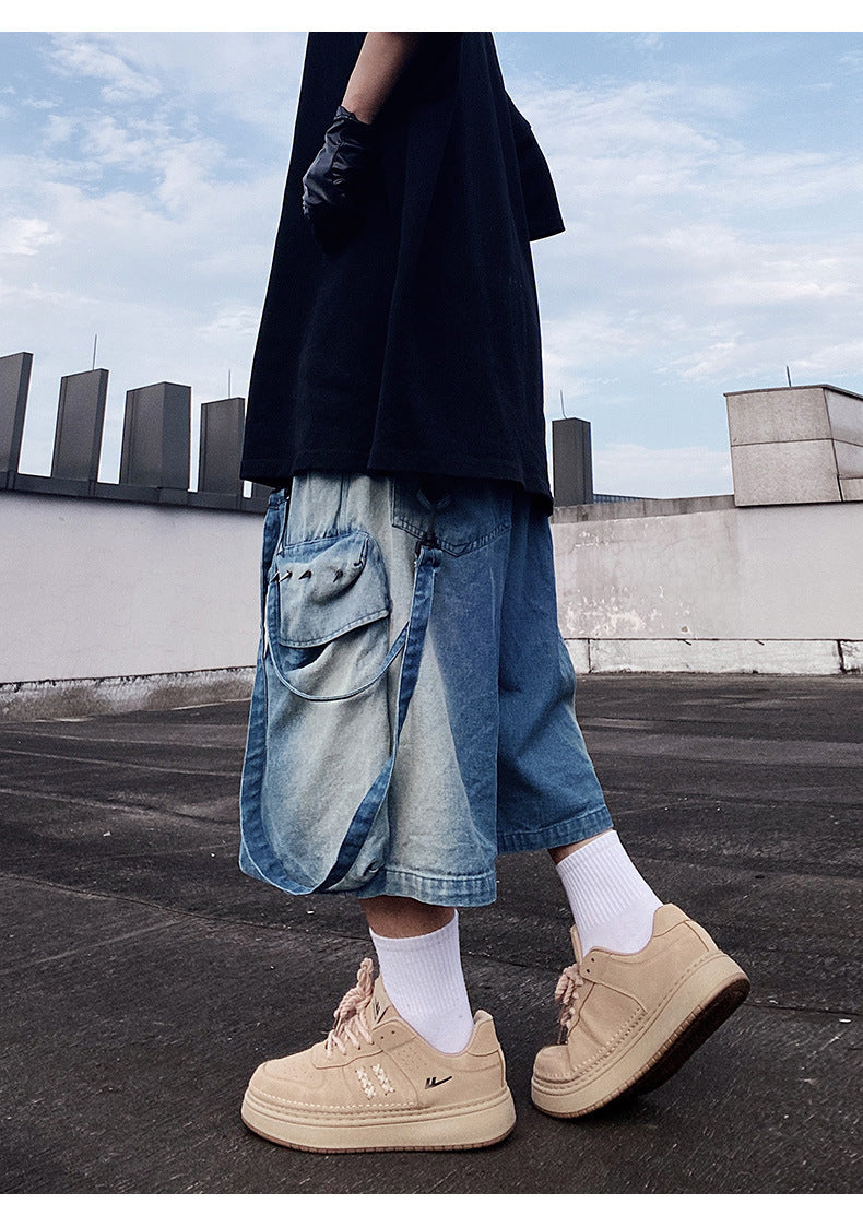 Men's Loose Cargo Denim Shorts