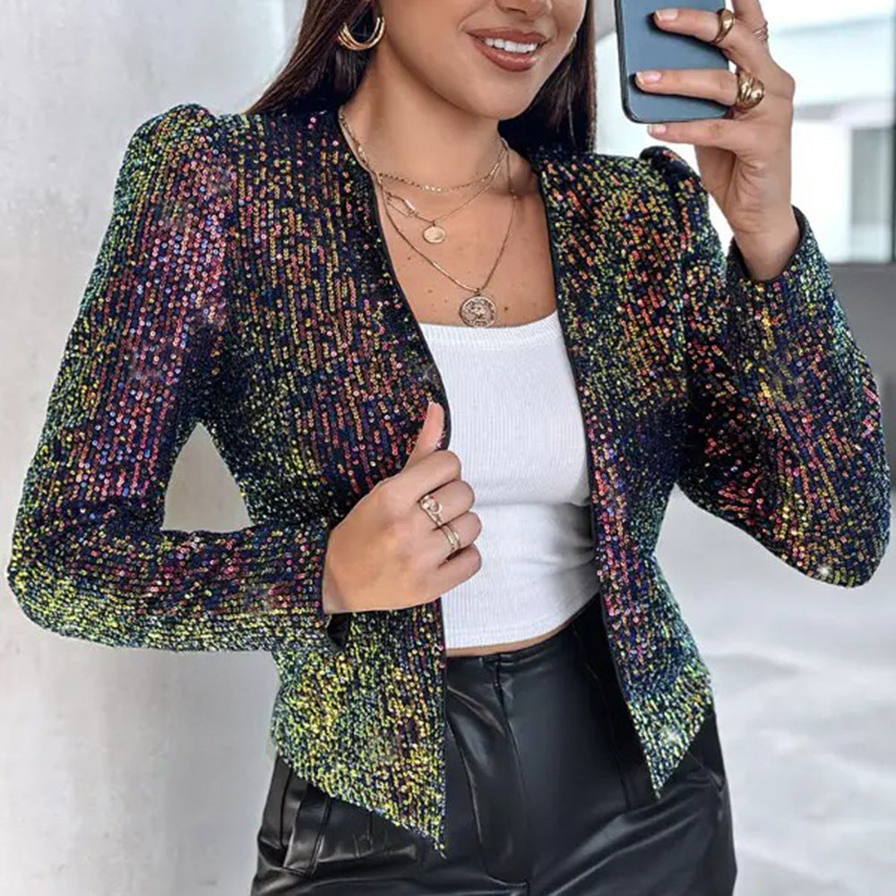Women's Long-sleeve Sequin Blazer
