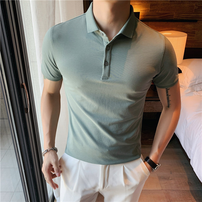 Men's Solid Color Short Sleeve Polo T-Shirt