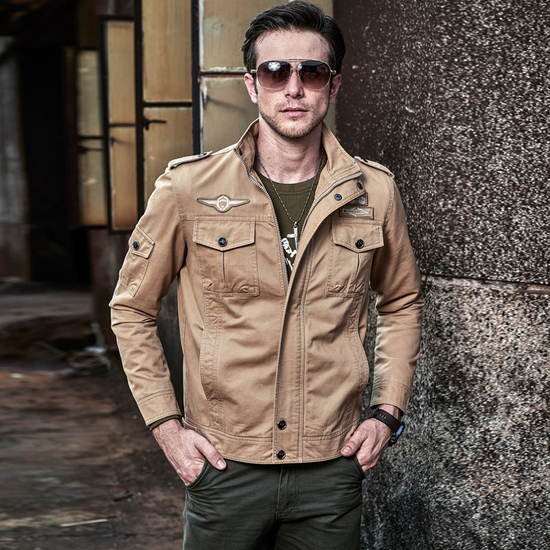 Men's Washed Cotton Motorcycle Jacket