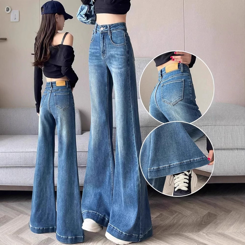 Women's Washed Wide-leg Skinny Jeans