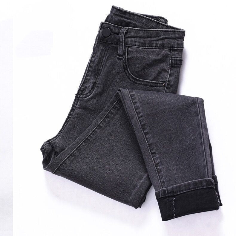 Women's High Waist Stretch Velvet Winter Jeans