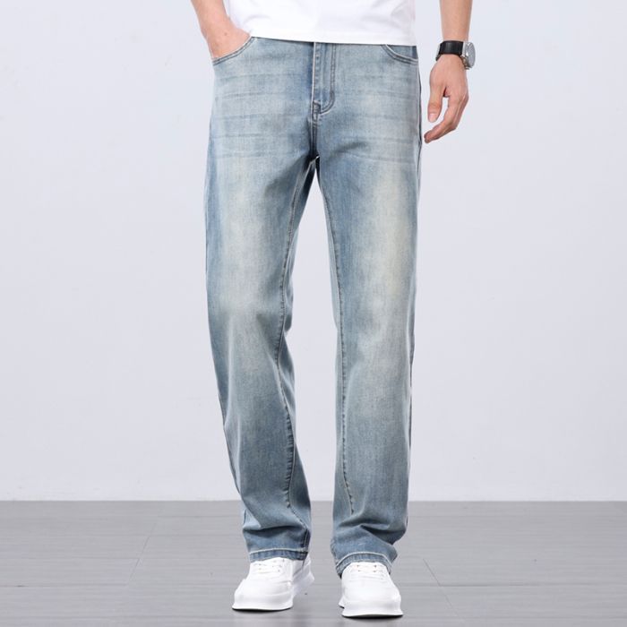Men's Relaxed Washed And Faded Straight Jeans