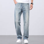 Men's Relaxed Washed And Faded Straight Jeans