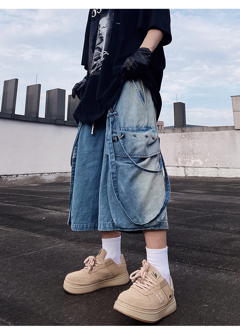 Men's Loose Cargo Denim Shorts