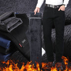 Men's Fleece Lined Thickened Black Jeans