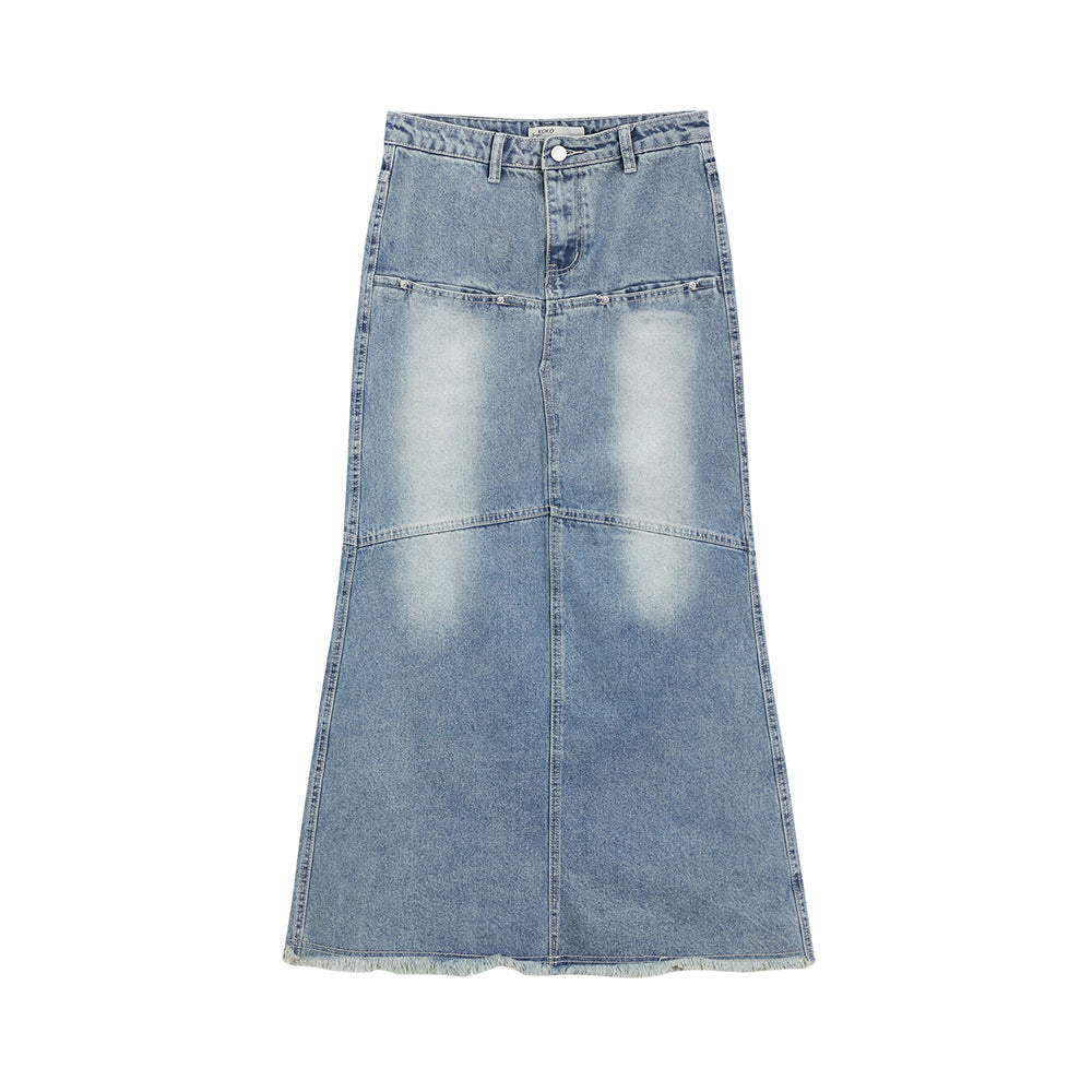 Women's Faded Denim Skirt