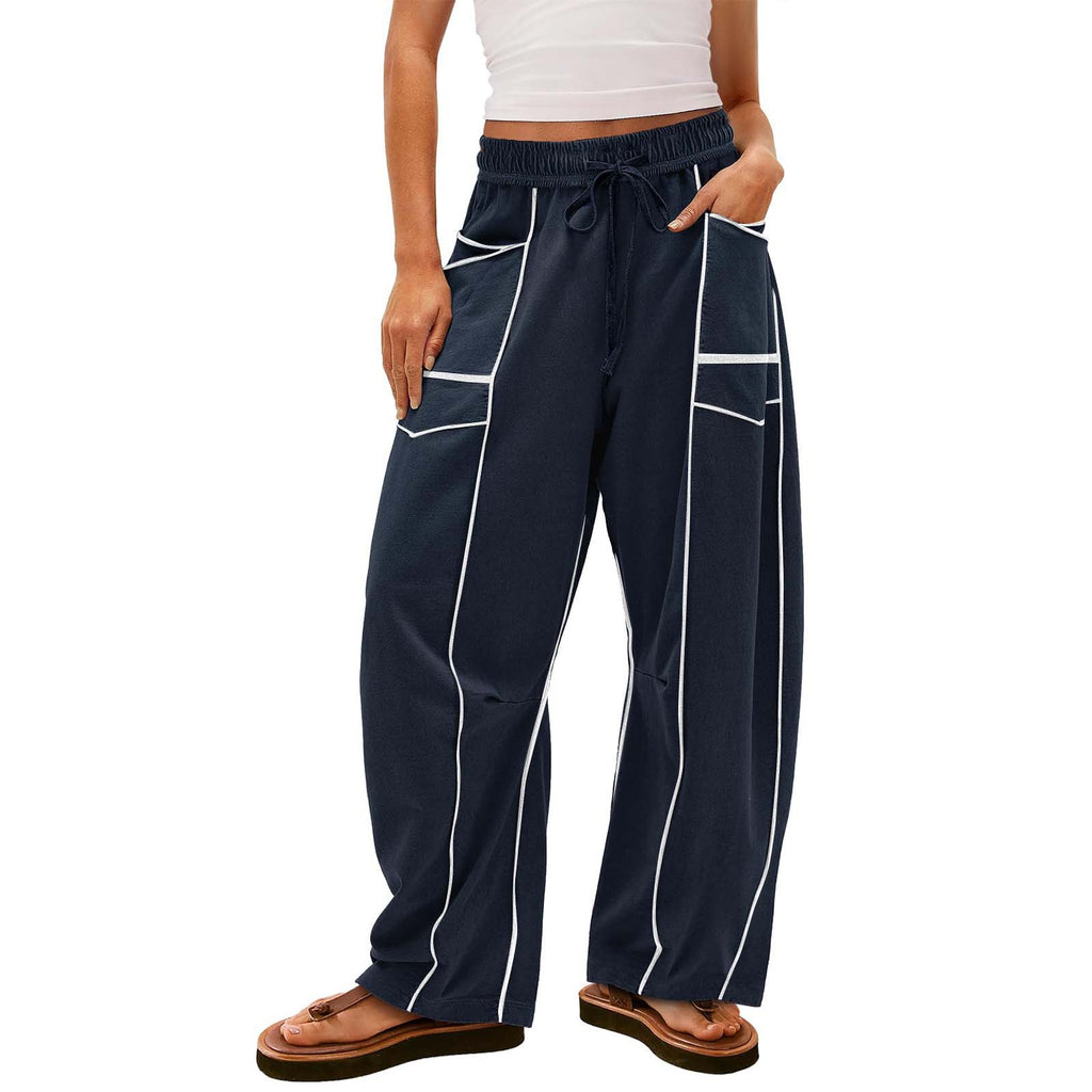 Women's Y2K Black Striped Wide-Leg Pants