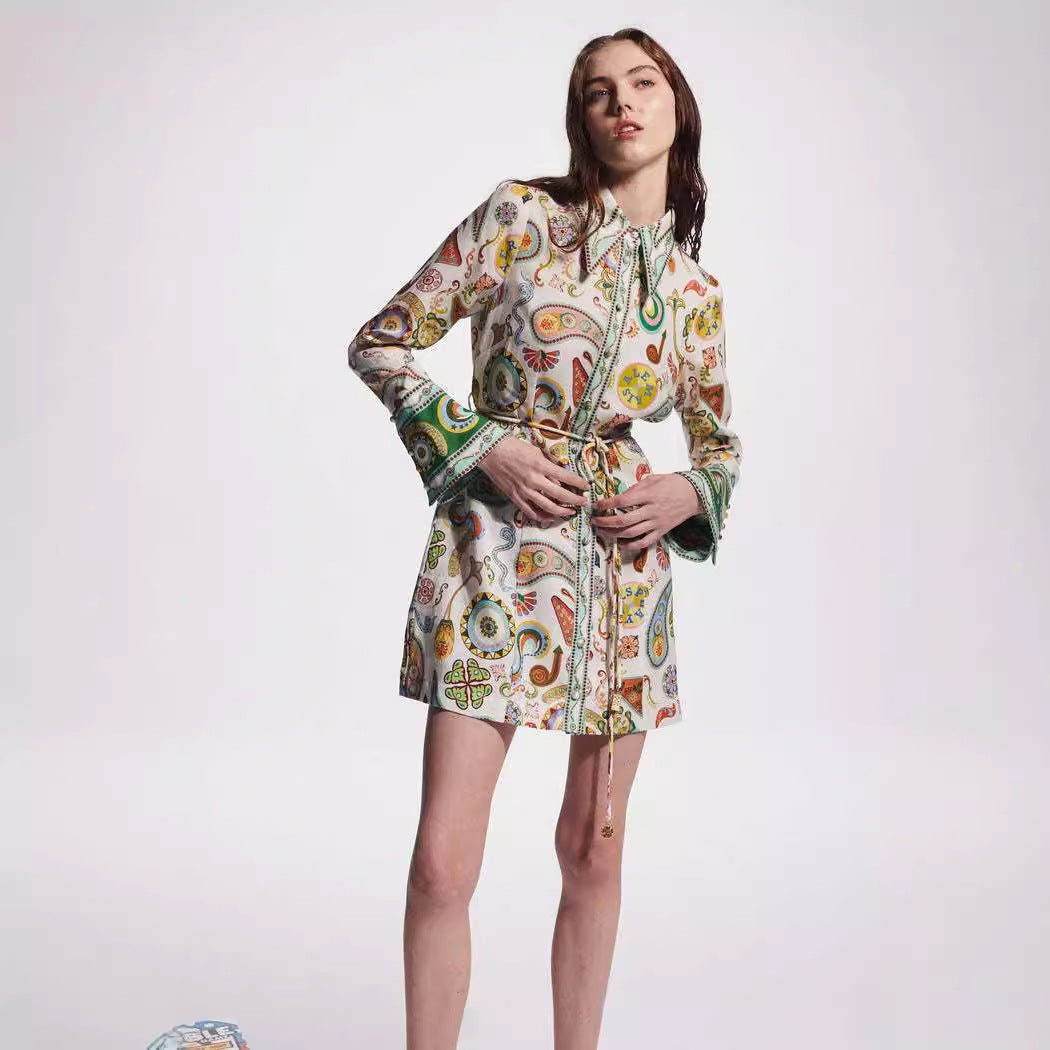Women's Muraled Linen Dress
