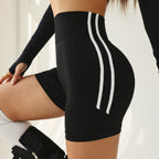 Women's Striped High Waist Sports Shorts