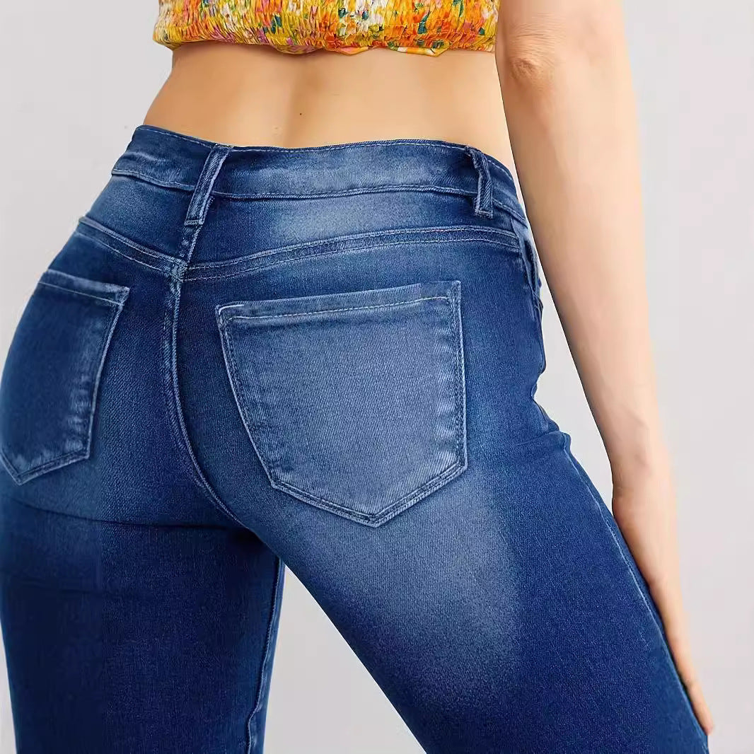 Women's Slim-Fit Buttoned Denim Shorts