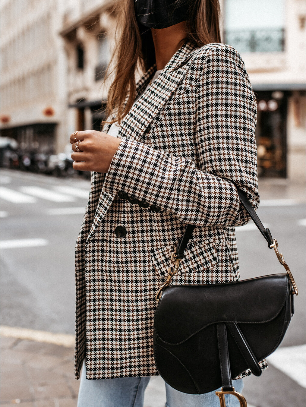 Women's Checkered Plaid Suit Jacket